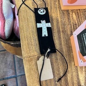 Leather cuff Swarovski crystals silver wrap closure